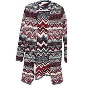 Womens Geometric Aztec Open Front Long Sleeve Sweater‎ Cardigan Size Medium